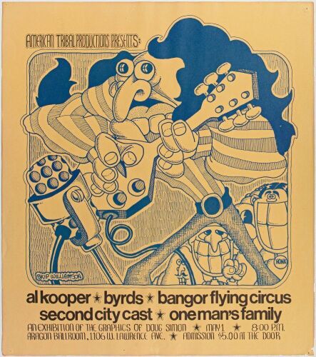 1970 The Byrds Al Kooper Aragon Ballroom Chicago Poster Extra Fine 63