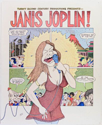 1969 Jay Lynch Janis Joplin Chicago Auditorium Theatre Poster Extra Fine 65