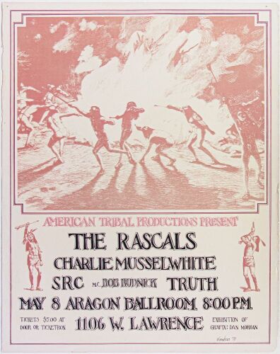 1970 The Rascals Charlie Musselwhite The Aragon Ballroom Chicago Poster Extra Fine 65