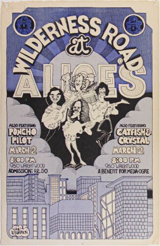 1970 Wilderness Road Poncho Pilot Catfish & Crystal Alice's Chicago Poster Extra Fine 65
