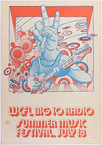 1970 Chicago The Stooges MC5 Funkadelic The WCFL Summer Music Festival Soldier Field Chicago Poster Extra Fine 69