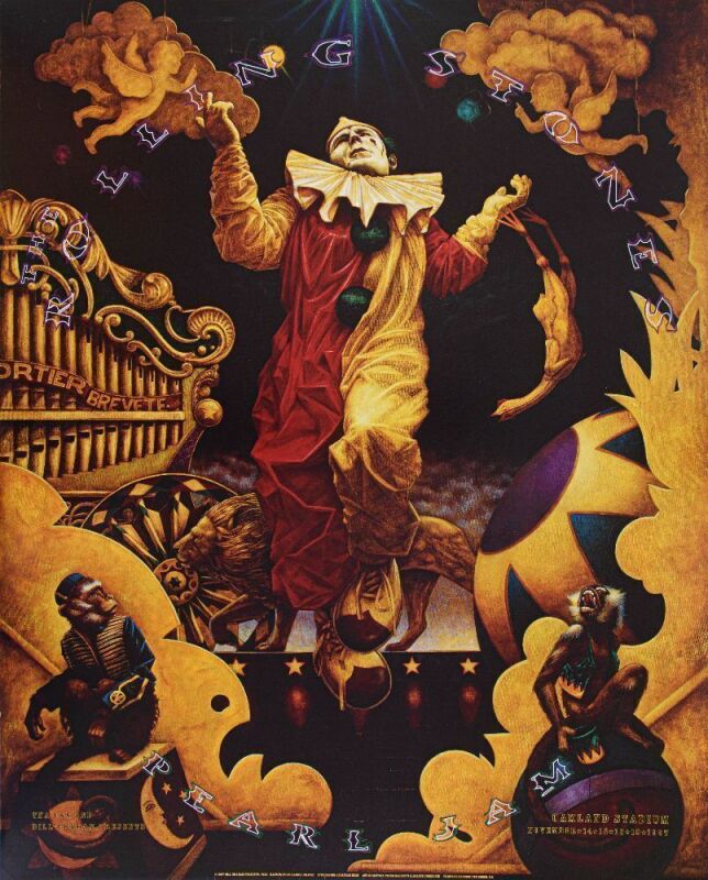 1997 BGP-180 Rolling Stones Pearl Jam Oakland Stadium Poster MOUNTED