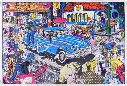 1972 Spain Rodriguez The Gunners Meet Fillmore Gang Headshop Poster Excellent 71