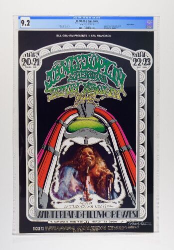 1969 BG-165 Janis Joplin Winterland & Fillmore West Signed Tuten Poster CGC 9.2