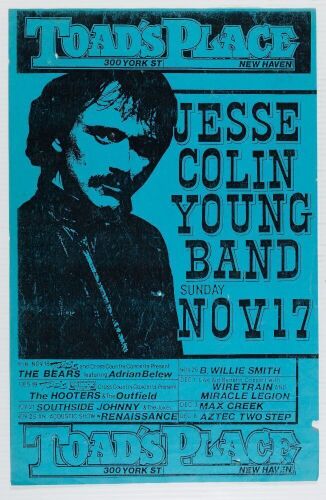 1985 Jesse Colin Young Adrian Belew Southside Johnny & The Jukes Toad's Place New Haven Poster Extra Fine 65