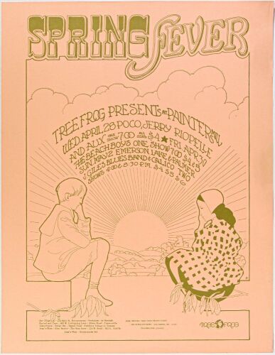 1971 The Beach Boys Poco Emerson Lake & Palmer J. Geils Blues Band Painter's Mill Music Fair Owings Mills Baltimore Tree Frog Poster Excellent 79