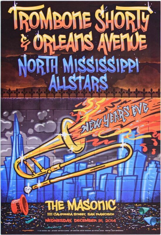 2014 Trombone Shorty North Mississippi Allstars The Masonic Poster Near Mint 87