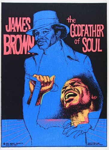 1973 James Brown The Godfather of Soul Blacklight Headshop Poster Excellent 71