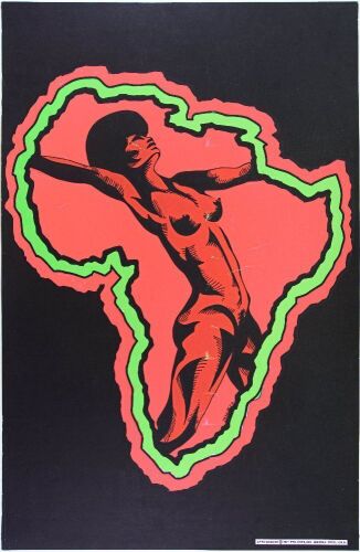 1971 Afro Dancer Blacklight Headshop Poster Excellent 75