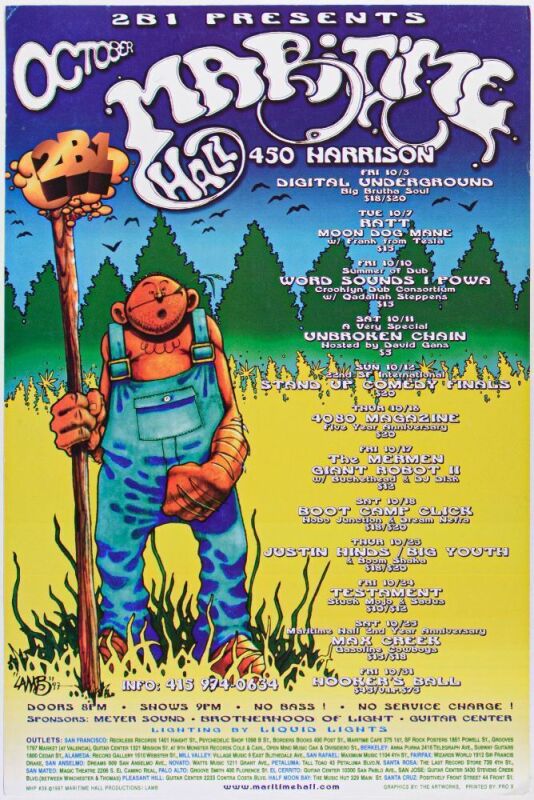 1998 Ratt Testament Maritime Hall October Calendar Poster Excellent 75