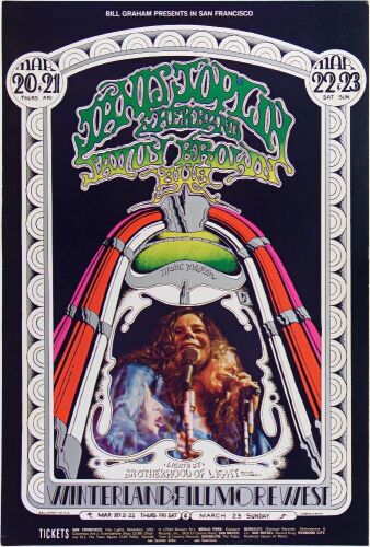 1969 BG-165 Janis Joplin Winterland & Fillmore West Poster Excellent 79