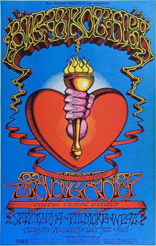 1968 BG-136 Big Brother Janis Joplin Santana Fillmore West Poster Near Mint 85