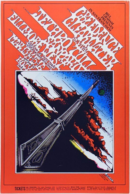 1969 BG-164 Creedence Clearwater Revival Jethro Tull Fillmore West Poster Excellent 79