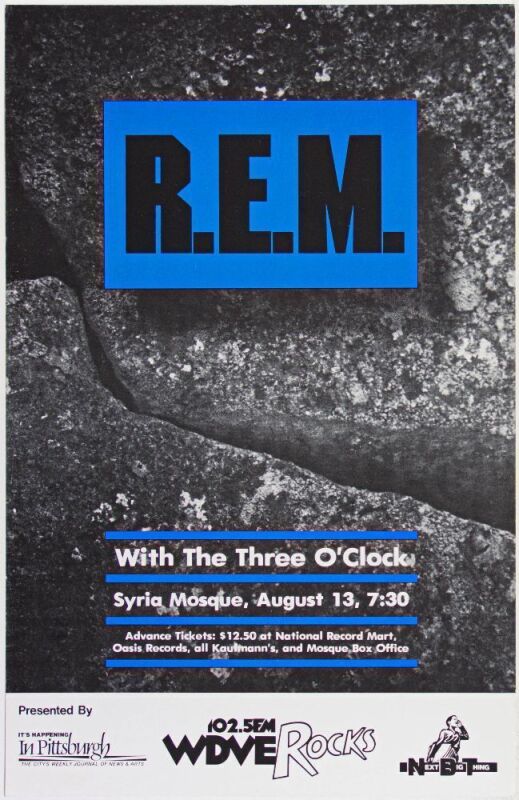 1985 R.E.M. Syria Mosque Pittsburgh Poster Near Mint 85