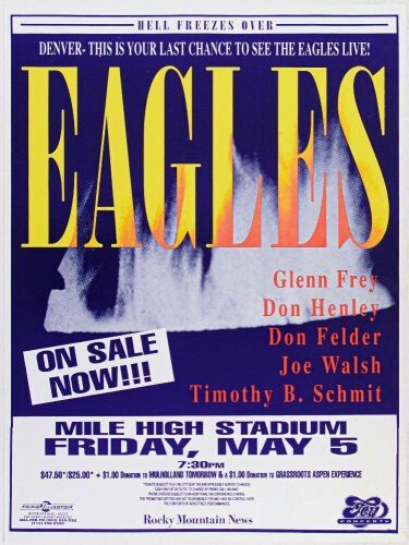 1994 The Eagles Mile High Stadium Denver Poster Near Mint 85
