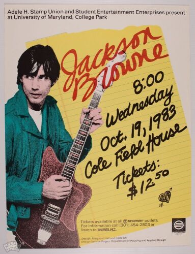 1983 Jackson Browne Cole Field House Poster Mint 91