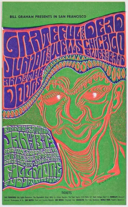 1967 BG-45 Grateful Dead The Doors Fillmore Auditorium Postcard Near Mint 89