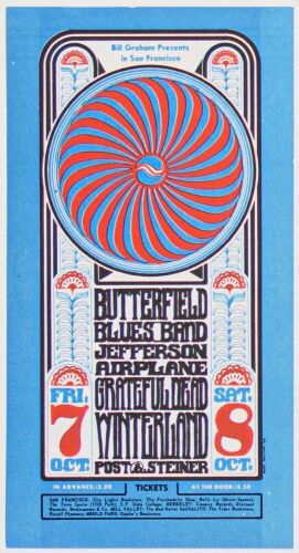 1966 BG-30 Grateful Dead Jefferson Airplane Paul Butterfield Winterland Handbill Near Mint 85