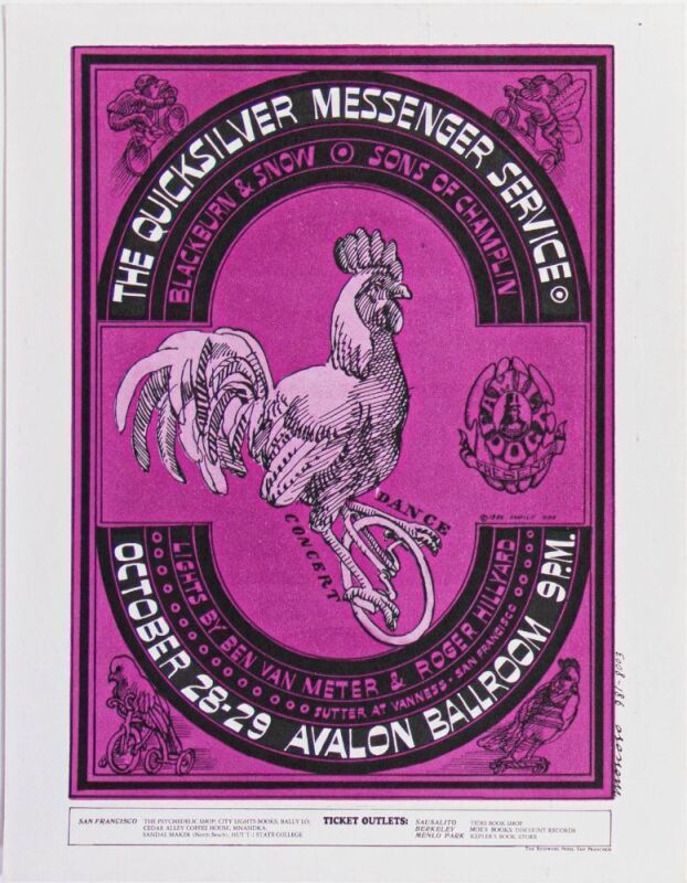 1966 FD-32 Quicksilver Messenger Service Avalon Ballroom Handbill Near Mint 87