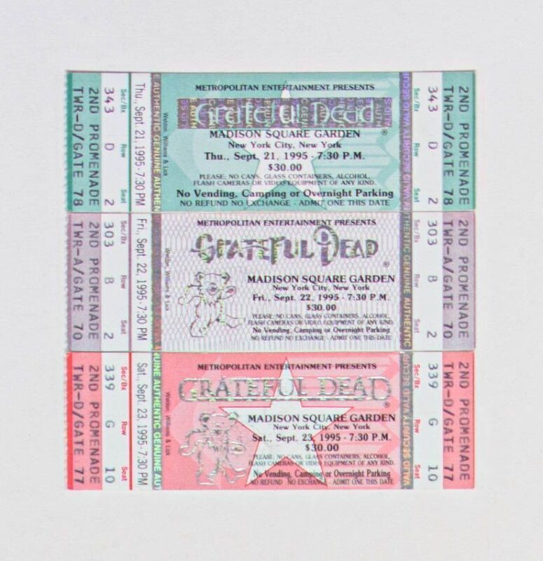 1995 Set of 3 Grateful Dead Madison Square Garden Mail Order Original Unused Tickets Mint 91