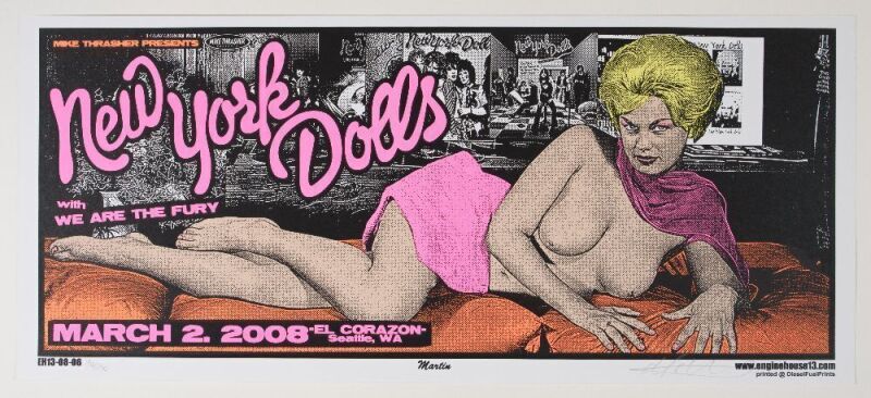 2008 New York Dolls El Corazon Seattle LE Signed Martin Poster Mint 91