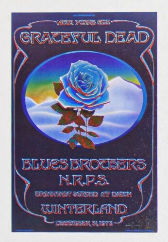 1978 AOR-4.38 Grateful Dead Winterland NYE Blue Rose Handbill Near Mint 85