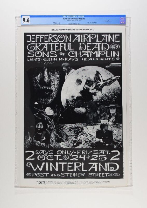 1969 BG-197 Jefferson Airplane Grateful Dead Winterland Poster CGC 9.6