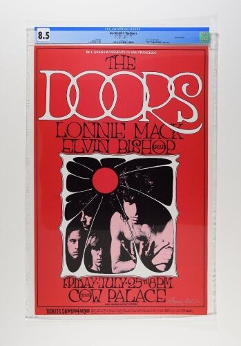 1969 BG-186 The Doors Cow Palace Rare First Printing Signed Tuten Poster CGC 8.5