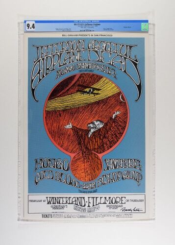 1969 BG-171 Grateful Dead Jefferson Airplane Fillmore West Signed Tuten Poster CGC 9.4