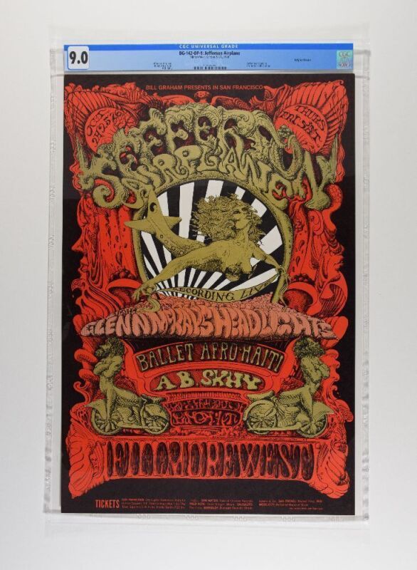 1968 BG-142 Jefferson Airplane Fillmore West Poster CGC 9.0