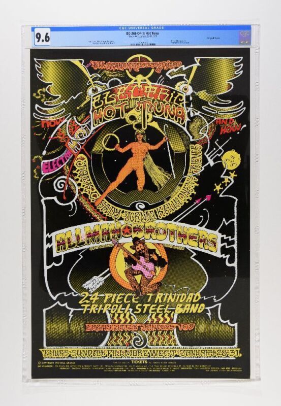 1971 BG-268 Hot Tuna Allman Brothers Band Fillmore West Poster CGC 9.6