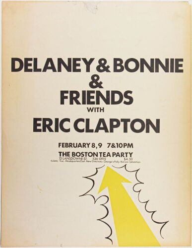 1970 Delaney & Bonnie & Friends with Eric Clapton Boston Tea Party Poster Extra Fine 63