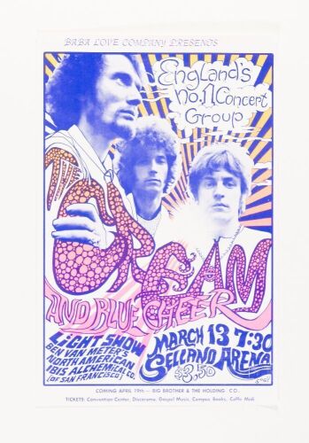 1968 Cream Blue Cheer Selland Arena Fresno Handbill Mint 91