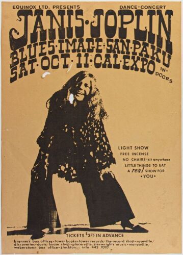 1969 Janis Joplin Blues Image The Cal Expo Events Building Sacramento Poster Extra Fine 61 TRIMMED