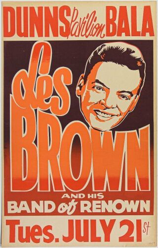 1959 Les Brown & His Band of Renown Dunns Pavilion Ontario Cardboard Poster Near Mint 85