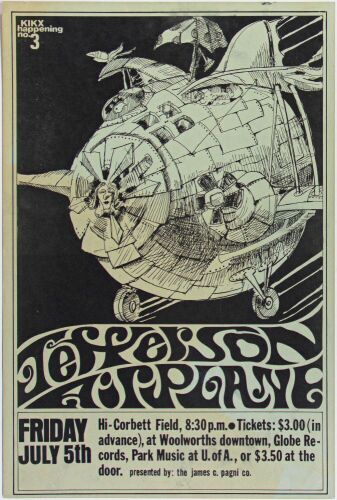 1968 Jefferson Airplane Hi Corbett Field Tucson Poster Excellent 79