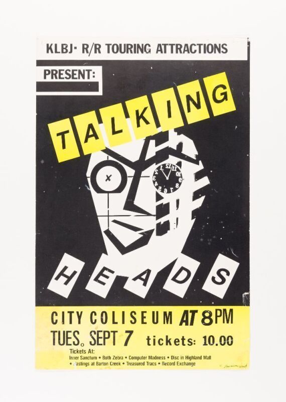 1982 Talking Heads Austin City Coliseum Poster Extra Fine 63