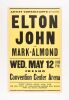 1971 Elton John Fresno Convention Center Arena Cardboard Poster Excellent 79