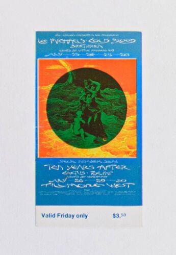 1970 BG-244 Lee Michaels Ten Years After Fillmore West Original Ticket Near Mint 83