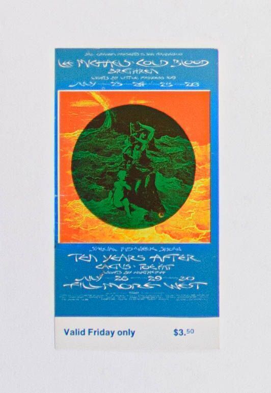 1970 BG-244 Lee Michaels Ten Years After Fillmore West Original Ticket Near Mint 83