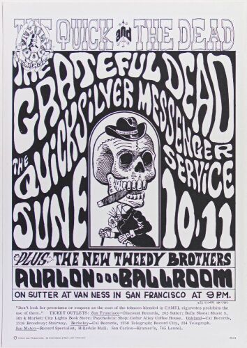 1966 FD-12 Grateful Dead Avalon Ballroom RP3 Poster Near Mint 83