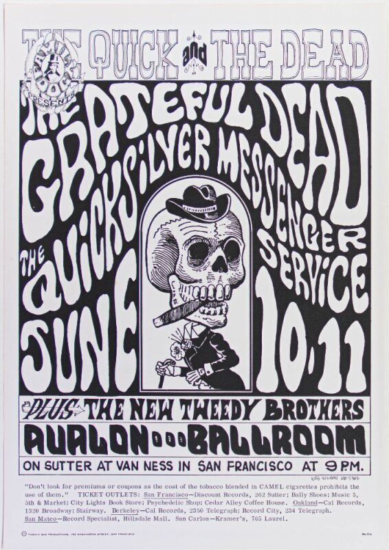 1966 FD-12 Grateful Dead Avalon Ballroom RP3 Poster Near Mint 83