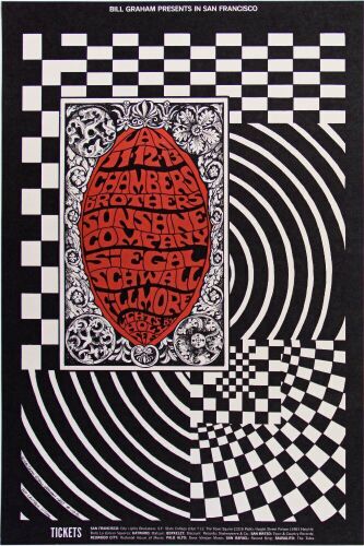 1968 BG-102 Chambers Brothers Sunshine Company Fillmore Auditorium Poster Near Mint 89