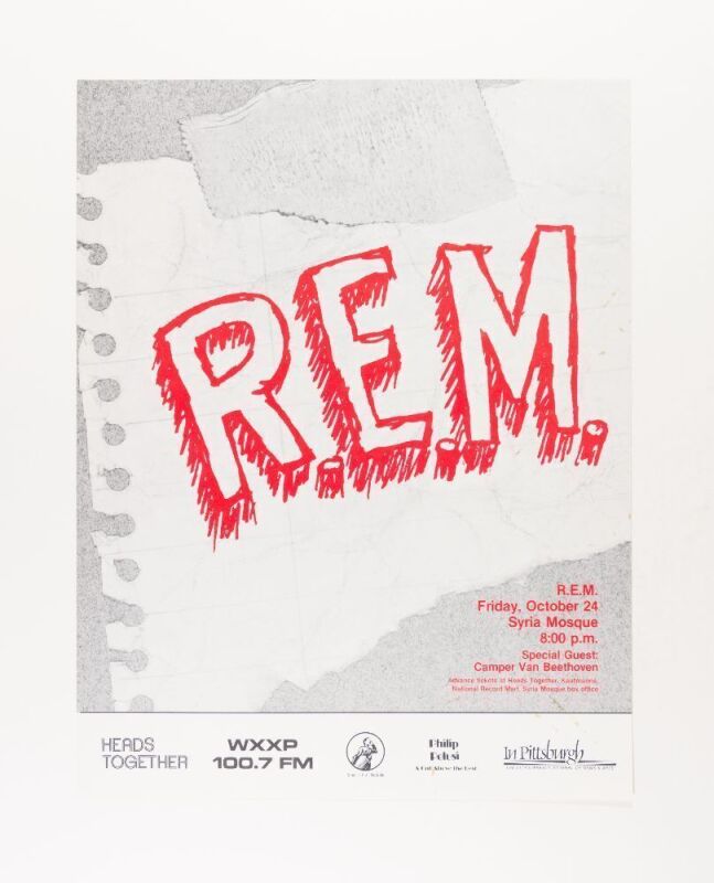 1986 R.E.M. Camper Van Beethoven Syria Mosque Pittsburgh Poster Near Mint 85