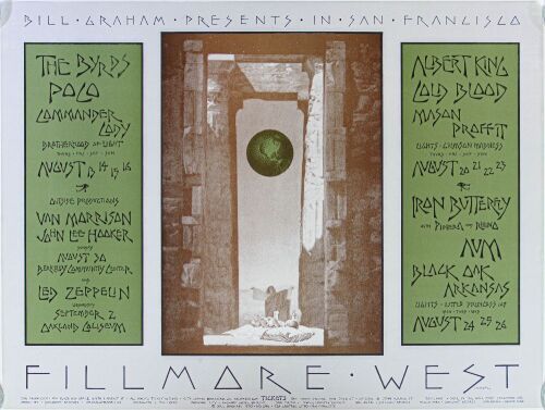 1970 BG-246 Led Zeppelin The Byrds Van Morrison Fillmore West & Berkeley Poster Near Mint 87