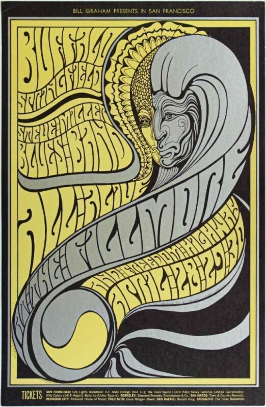 1967 BG-61 Buffalo Springfield Fillmore Auditorium Poster Near Mint 85