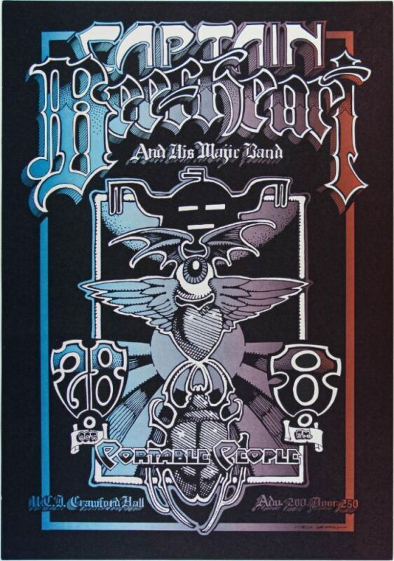 1972 AOR-4.125 Captain Beefheart University of California Crawford Hall Poster Near Mint 87