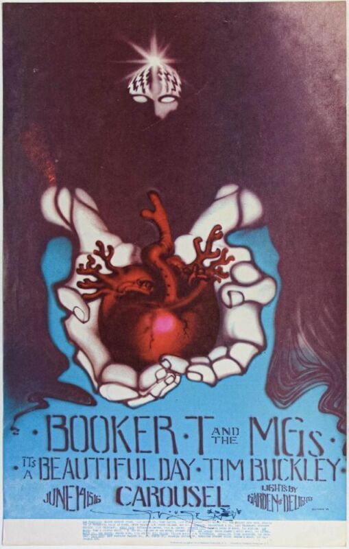 1968 Booker T & The MG's It's a Beautiful Day Carousel Ballroom Signed Mouse Poster Excellent 79