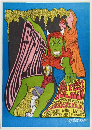 1967 Bob Masse Joe Mock Jabberwock The Afterthought & Kitsilano Theatre Signed Masse Poster Near Mint 85