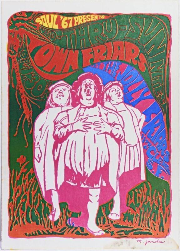 1967 The Town Friars The Jolly Friar San Francisco Poster Extra Fine 67